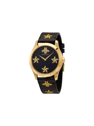 Gucci Uhr aus Edelstahl mit Lederarmband Model YA1264055