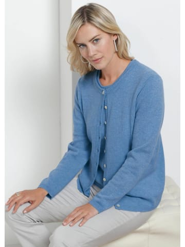 GOLDNER Eleganter Herbstcardigan mit Rundhals in himmelblau