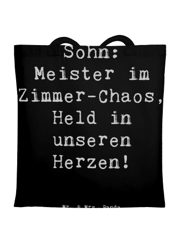Mr. & Mrs. Panda Tragetasche Sohn Chaosheld mit Spruch in Schwarz