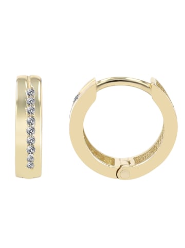 Adeliás Damen Ohrringe – Klappcreole aus 333 Gold mit Zirkonia in gold