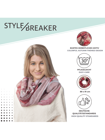 styleBREAKER Loop Schal mit Hirsch Print in Grau-Mauve