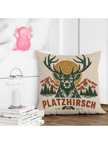 Mr. & Mrs. Panda Kissen Hirsch Retro Design mit Spruch in Weiß