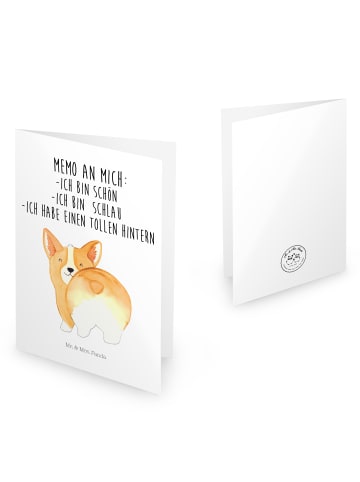 Mr. & Mrs. Panda Klappkarte Corgi Po mit Spruch in Weiß