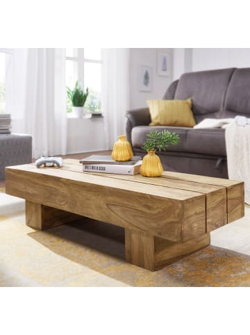 KADIMA DESIGN Couchtisch Massiv-Holz 120cm breit Design Wohnzimmer-Tisch in Akazie