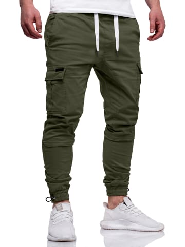 DAILY COTTON Cargohose - mit elastischem Bund Slim-Fit Jogger-Hose Jeanshose Stoffhose in Khaki