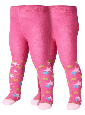 Playshoes Strumpfhose Sterne Doppelpack in Pink