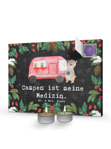 Mr. & Mrs. Panda adventskalender duftkerzen Bär Camper mit Spruch in Kreidetafel