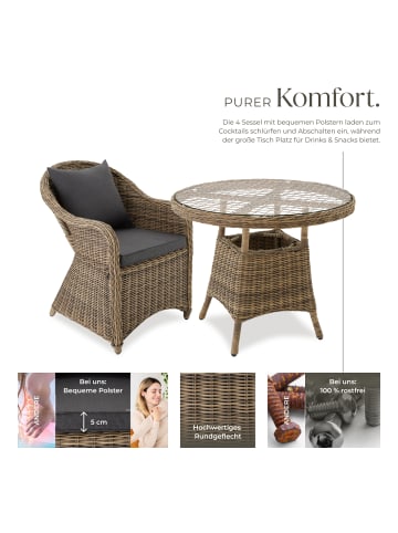 tectake Aluminium Rattan Gartenlounge für 4 Personen, Stühle vormontiert