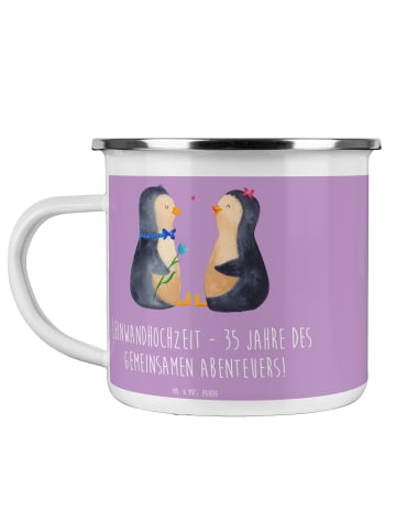 Mr. & Mrs. Panda Camping Emaille Tasse 35. Hochzeitstag Leinwand... in Lavendeltraum