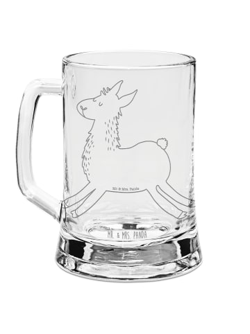 Mr. & Mrs. Panda Gravur Bierkrug Lama Springen ohne Spruch in Transparent
