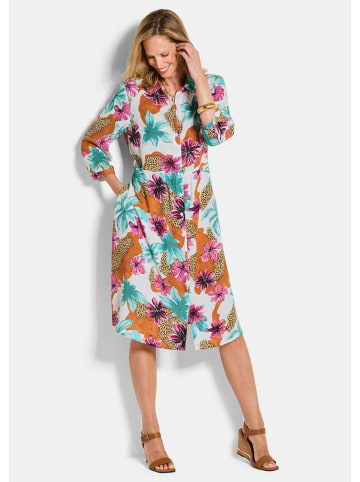 GOLDNER Kurzgröße: Hemdkleid Blusenkleid mit Leo-Blumen-Muster in bunt / gemustert