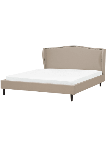 Beliani Doppelbett COLMAR in Beige/Braun - (W) 192 x (H) 107 x (L) 215 cm