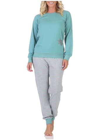 NORMANN Schlafanzug Pyjama langarm Sterne Optik - 88755 in türkis