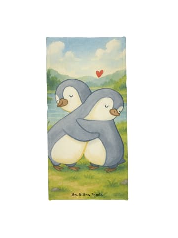 Mr. & Mrs. Panda Badehandtuch Pinguine Kuscheln Design ohne Spruch in Weiß