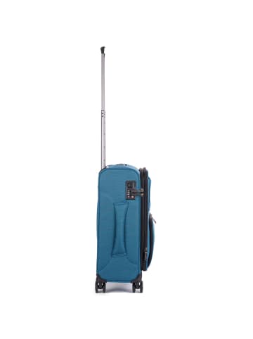 Stratic Bendigo Light + 4 Rollen Kabinentrolley 54 cm mit Dehnfalte in petrol