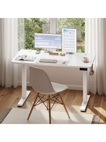 VASAGLE Stehtisch Balok in Weiß - (B)120 x (H)(72-120) x (T)60 cm