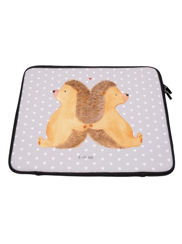 Mr. & Mrs. Panda Laptop Tasche Igel händchenhaltend ohne Spruch in Grau Pastell