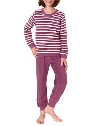 NORMANN Frottee Pyjama Schlafanzug langarm Bündchen - 50660 in beere