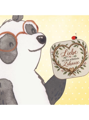 Mr. & Mrs. Panda Tischuntersetzer Herz warm Design mit Spruch in Weiß