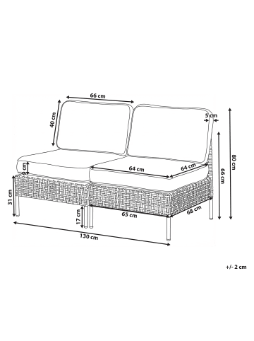 Beliani 6-tlg Gartensofa OMEGANA in Beige/Schwarz