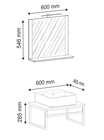 VCM  3-tlg. Waschtisch Badmöbel Bitila 60 V2 in Schwarz / Weiß