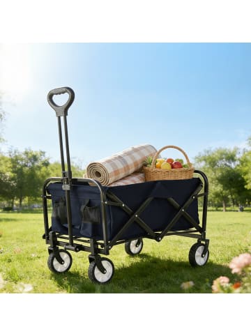 relaxdays Bollerwagen in Blau - (B)50 x (H)89 x (T)72 cm
