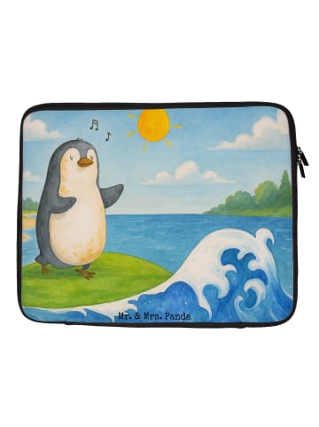 Mr. & Mrs. Panda Laptop Tasche Pinguin Surfer Design ohne Spruch in Weiß