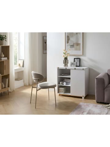 Beliani Schreibtisch FLOMOT in Weiß/Braun - (W) 80 x (H) 74 x (L) 40 cm