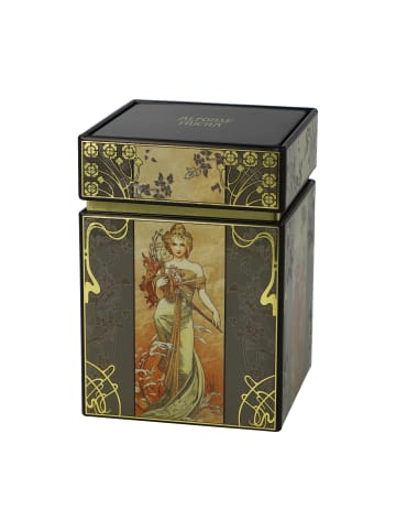 Goebel Teedose " Alphonse Mucha Die Vier Jahreszeiten " in Schwarz Gold