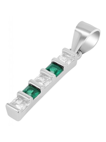 Adeliás Damen Anhänger aus 925 Silber mit Zirkonia in grün
