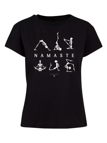 F4NT4STIC Ladies Box Tee Namaste Yoga Skelett Halloween in schwarz