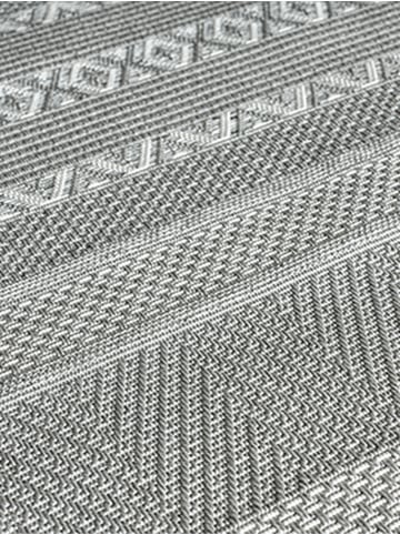 KADIMA DESIGN ESERA Teppichläufer Grau 67x180 Streifen Polypropylen Wohnraum in Grau