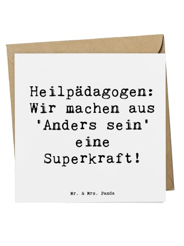 Mr. & Mrs. Panda Glückwunschkarte Spruch Heilpädagogin Superkraf... in Weiß