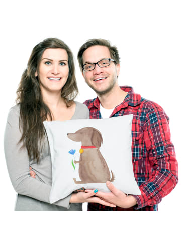 Mr. & Mrs. Panda Kopfkissen Hund Blume ohne Spruch in Weiß