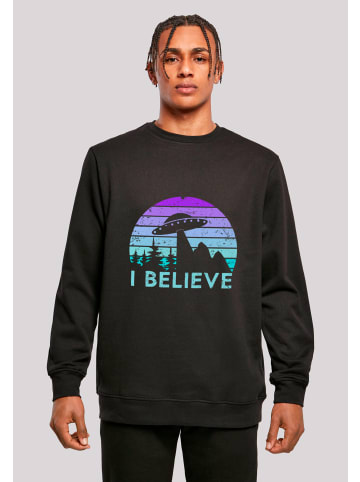 F4NT4STIC Sweatshirt I BELIEVE UFO Alien Raumschiff Retro in schwarz