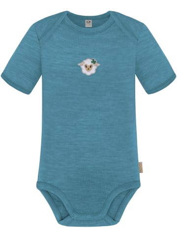 Normani Outdoor Sports Baby Merino Body Kurzarm Tauranga in Blau