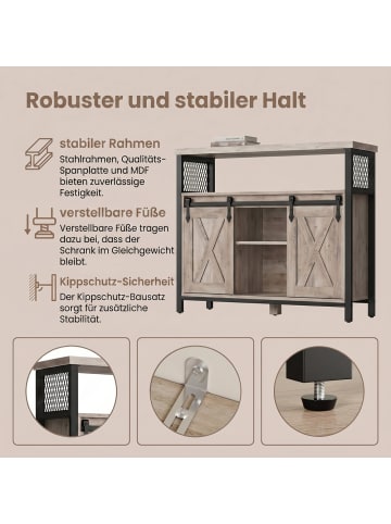 VASAGLE Sideboard Daxton in Greige-Schwarz - (B)33 x (H)80 x (T)100 cm