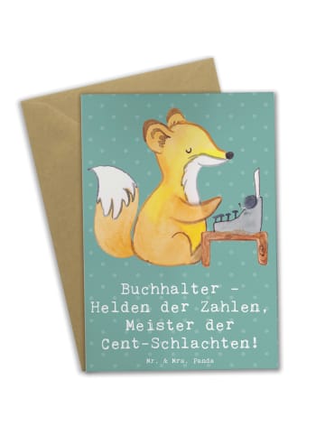 Mr. & Mrs. Panda Grußkarte Buchhalter Helden mit Spruch in Meeresbrise