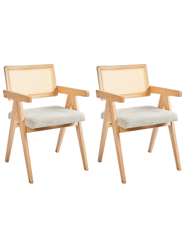 Beliani 2er-Set Esszimmerstuhl AVA in Braun/Beige