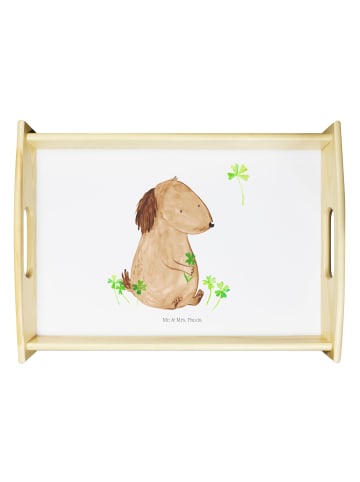 Mr. & Mrs. Panda Dekotablett Hund Kleeblatt ohne Spruch in Weiß