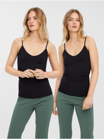 Vero Moda Basic Tank Top 2-er Stück Pack Spaghettiträger Shirt VMMAXI in Schwarz-3