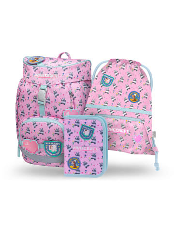 BAAGL 3-tlg. Set: Schulrucksack Airy in Blau Minecraft Panda
