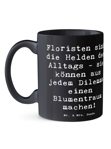 Mr. & Mrs. Panda Tasse Spruch Floristin Heldin mit Spruch in Schwarz