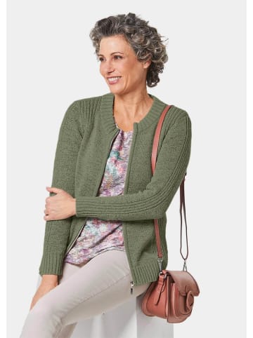 GOLDNER Strickjacke aus Bändchengarn in schöner Melange-Optik in olivgrün