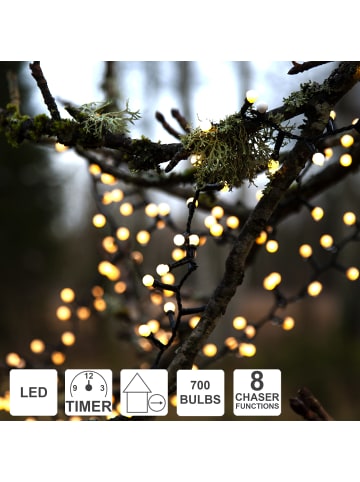 STAR Trading LED Outdoor Lichterkette Berry Mini, warmweiß, 700 LEDs, 14m in Schwarz