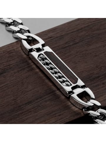 Holzkern Herren-Armband Edelstahl Outlands Walnuss/Silberfarben