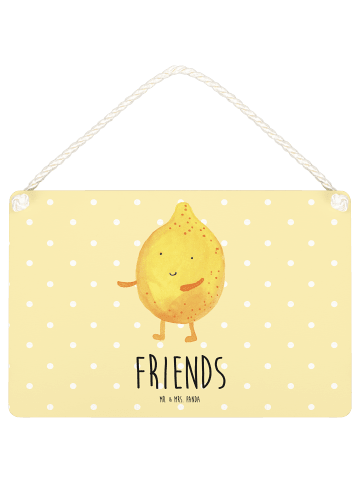 Mr. & Mrs. Panda Schild Beste Freunde Zitrone mit Spruch in Gelb Pastell