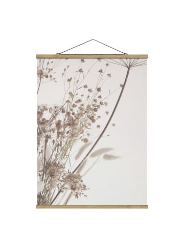 WALLART Stoffbild - Bouquet aus Ziergras und Blüten in Creme-Beige