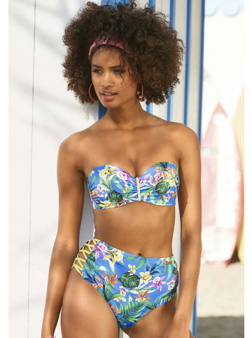 Venice Beach Bügel-Bandeau-Bikini-Top in blau-bedruckt