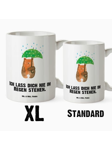 Mr. & Mrs. Panda Riesenkaffeetasse Bär Regenschirm mit Spruch in Weiß